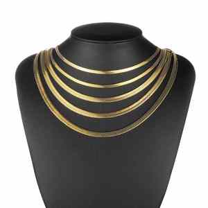 Collar y Pendientes de Acero Inoxidable con Estructura Anti-Doblez, Chapado en Oro de 18K, Cadena de Serpiente Sin Costuras, Regalo de Aniversario Unisex de Moda - Product Image 1