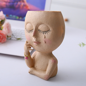 Wholesale <strong>Cute</strong> Indoor Succulent <strong>Plants</strong> Pots Face Planter With Drainage Hole Head Flower Pot - Product Image 3