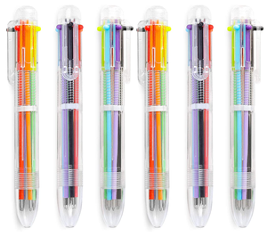 Promotion exceptionnelle : Stylo rétractable en plastique multicolore 6 en 1, le moins cher, avec impression de logo personnalisé, pour enfants, fabriqué par des fabricants. - Product Image 1
