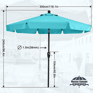 Parapluie de Patio de 9,8 pieds, cantonnière, Table de marché, pour jardin, plage, avec bouton poussoir - Product Image 3