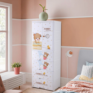 Design moderno bambino in plastica a 5 livelli armadio portaoggetti armadietto a <span class=keywords><strong>doppia</strong></span> porta con stile cartone animato per mobili camera da letto - Product Image 4