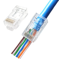 Conectores de Cable de Red UTP RJ45 Cat6 UTP 8P8C Ethernet de 8 Pines, Conector Modular RJ45 Cat 6 de Pasante