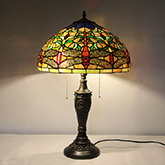Lampada da Tavolo LongHuiJing Dragonfly 16 Pollici Stile <span class=keywords><strong>Tiffany</strong></span> E27 LED, Paralume in Vetro Colorato, Design Flessibile per Soggiorno - Product Image 4