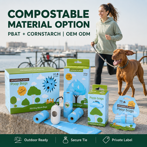 Bolsas Compostables para Recoger Desechos de Mascotas, PBAT PLA, Marca Privada de Fábrica, Estándar, Planas, Fáciles de Abrir, Venta al Por Mayor, Embalaje OEM - Product Image 2