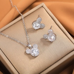Conjunto de Joyería de Cobre con Cabeza de Mickey Mouse, con Colgante y Aretes de Zirconia, para Mujer, Regalo, Joyería de Moda - Product Image 4