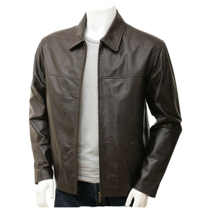 Veste de moto coupe-vent d'hiver en cuir denim pour hommes avec fermeture éclair coupe carrée décontractée pour l'extérieur manteau épais à la mode traitement teint - Product Image 4