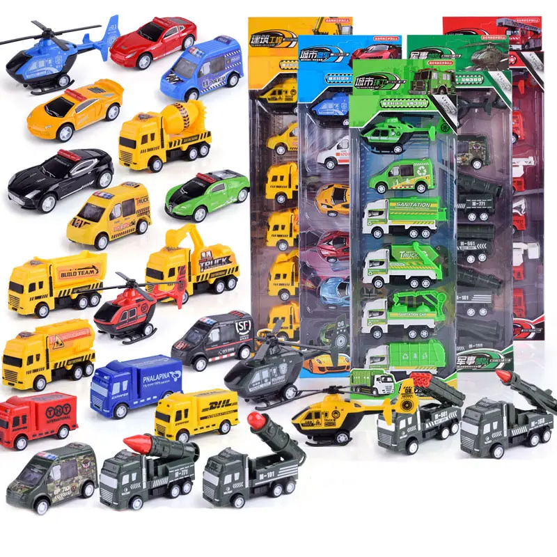 6 adet/takım geri çekin oyuncak araçlar araba 1:64 yarış çiftlik ambulans askeri yangın polis askeri oyuncaklar çocuklar için Model oyuncak arabalar