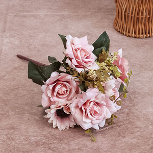 Bouquet <span class=keywords><strong>de</strong></span> fleurs artificielles <span class=keywords><strong>Hibiscus</strong></span> <span class=keywords><strong>Rose</strong></span> Tournesol Style européen Luxe léger Fleur en soie Décoration <span class=keywords><strong>de</strong></span> restaurant Magasin Art floral - Product Image 5