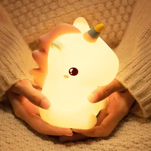 크리 에이 티브 유니콘 실리콘 램프 7 색 여자 어린이 선물 침실 잠자는 팻 램프 충전식 야간 조명 원격