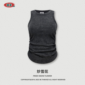 <span class=keywords><strong>2023</strong></span> nouveautés femmes haute qualité maigre 100% coton débardeur personnaliser 315G couleur unie haute rue chaud Sexy pli Club gilet - Product Image 4