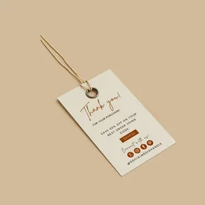 Erstellen Sie Ihr Design mit Markenhängendem Etikett mit kostenlosen Schleifen spezielles Schwingen Papierprodukt hängende Etiketten für Kleidung Kleidung