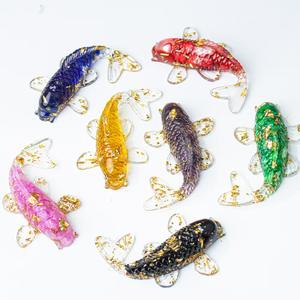 Poisson Koi en cristal jaune avec feuille d'or polie, porte-bonheur, Feng Shui, objet de collection, décoration d'intérieur - Product Image 6