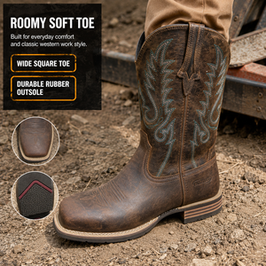 Bottes <span class=keywords><strong>de</strong></span> cowboy occidentales mi-mollet pour femmes, <span class=keywords><strong>en</strong></span> cuir <span class=keywords><strong>de</strong></span> vachette, à bout carré, à enfiler, semelle extérieure <span class=keywords><strong>en</strong></span> caoutchouc antidérapante, doublure <span class=keywords><strong>en</strong></span> soie <span class=keywords><strong>de</strong></span> <span class=keywords><strong>lait</strong></span>, toutes saisons - Product Image 4