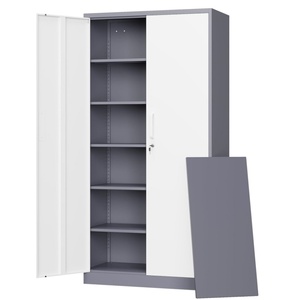 High Quality Modern 2-Door Metal <strong>Storage</strong> Cabinet Adjustable Shelf Steel Locker <strong>Cupboard</strong> for Workshop Garage <strong>Utility</strong> Tool <strong>Storage</strong> - Product Image 1