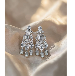 Elegantes Pendientes Largos Geométricos Infinitos con Micro Pavé de Circonitas Rosas, Joyería de Lujo para Fiestas y Bodas para Mujer - Product Image 2