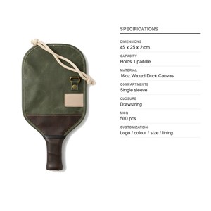 Housse de raquette de pickleball en toile cirée 16 oz avec logo personnalisé, vente en gros, housse de raquette de tennis - Product Image 6