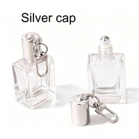 Botol Roller Kaca Kosong Persegi Pipih Mewah 10ml Dengan Gantungan Kunci Carabiner untuk Kemasan Parfum, Minyak Esensial, dan Kosmetik