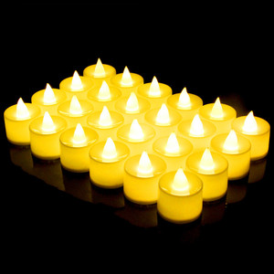 Chauffe-plat blanc coloré à piles, jaune scintillant, flottant, sans flamme, cœur rond, petites bougies électriques de saint-valentin - Product Image 1