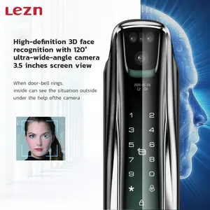 LEZN K12 Bloqueio inteligente biométrico à prova d'água para reconhecimento facial, aplicativo de segurança doméstica, impressão digital Bluetooth