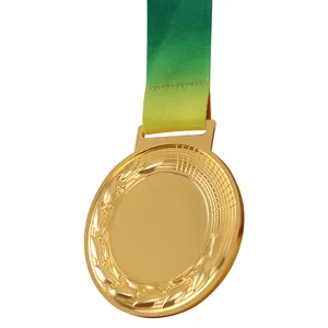 Hot sale classic grain style sports medals custom logo blank medal with ribbon