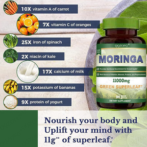 QQZOFG LEAFONLY <span class=keywords><strong>MORINGA</strong></span> Complément Alimentaire - 90 Capsules 11000mg Superfeuille Verte Soutien Nutritionnel Soutien Immunitaire Énergie - Product Image 6