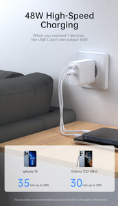 Good SHE TECH เครื่องชาร์จ48W แบบ Dual GAN Type C 45W PD ที่ชาร์จติดผนังแบบพกพาได้อย่างรวดเร็วสำหรับ <span class=keywords><strong>iPhone</strong></span> Samsung - Product Image 4