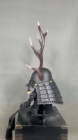 Casque de samouraï en métal Kabuto, design imitant les bois de cerf, avec masque Menpo, taille adulte, pour fêtes à thème et expositions