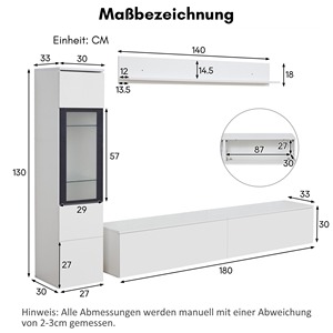 Juego de Muebles de TV Flotantes Modernos de 3 Piezas, Color <span class=keywords><strong>Blanco</strong></span> Brillante de Lujo, con Gabinete con Pantalla LED y Estante de Pared para Sala de Estar, MOQ 100 - Product Image 4