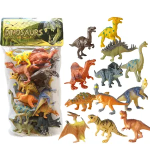 Kemasan Kotak Kecil Dinosaurus Dinosaurus Plastik, 12 Jenis Model Campuran Berongga OEM Plastik Mainan Set untuk Anak-anak 2021