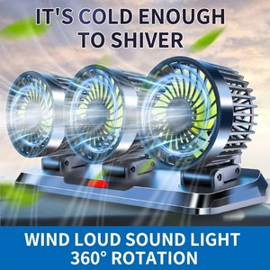 Ventilateur de voiture 2-en-1 à 3 têtes Rotation à 360 degrés 3 vitesses Refroidissement Climatisation Ventilateur de véhicule portable USB 5V/12V/24v - Product Image 3
