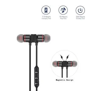5.0 ספורט Bluetooth אלחוטי אוזניות מוסיקה אוזניות עם צוואר תליית סטריאו מתכת עם מיקרופון עבור כל טלפונים ניידים אוזניות