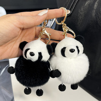 Véritable Rex lapin boule de fourrure porte-clés mignon panda rouge coréen en peluche dessin animé sac ornements légers décorations de voiture doux au toucher