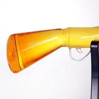 Decantador de whisky de vidrio con Diseño Artesanal AK47, Base de madera única, forma de pistola, botella a juego, cristalería, whisky para beber
