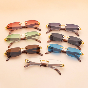Twooo — <span class=keywords><strong>lunettes</strong></span> de soleil sans bords, branches en bois, ombres carrées, <span class=keywords><strong>tendance</strong></span>, 7533, collection <span class=keywords><strong>2022</strong></span> - Product Image 3