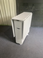 Table à manger pliante avec étagère de rangement et un tiroir, une porte, table de cuisine mobile extensible et polyvalente, gain de place