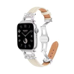<span class=keywords><strong>Bracelet</strong></span> de montre en <span class=keywords><strong>cuir</strong></span> véritable fin de haute qualité pour Apple Watch Ultra2, <span class=keywords><strong>bracelet</strong></span> de montre pour femme en acier inoxydable avec diamants - Product Image 2