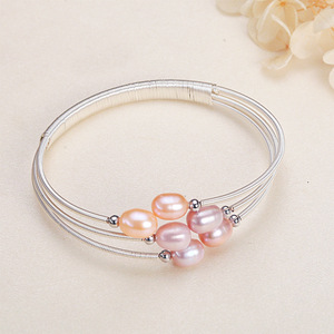 Pulsera de Perlas de Agua Dulce Auténticas Hechas a Mano en el Lago Zhuji Shanxia para Mujer, Pulsera Enrollada con Forma de Arroz, Joyería con Dije de Moda - Product Image 3