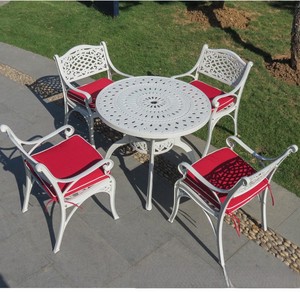 Juego de Mesa y Sillas de Aluminio Fundido para Exteriores, Diseño Nórdico Blanco, Resistente al Agua y a los Rayos UV, Duradero, 5 Piezas, para Jardín, Balcón, Patio - Product Image 4