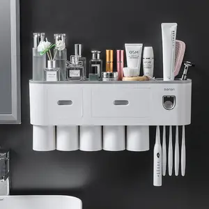 Taşınabilir seyahat duvara montaj banyo seti diş fırçası tutucu ve sabun akıllı diş fırçası tutucu
