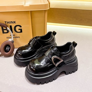 Spring New Mei Manlin <strong>Velcro</strong> Loafers for <strong>Women</strong> Thick Soled PU Classic Fashion Height Increasing Single <strong>Shoes</strong> - Product Image 3