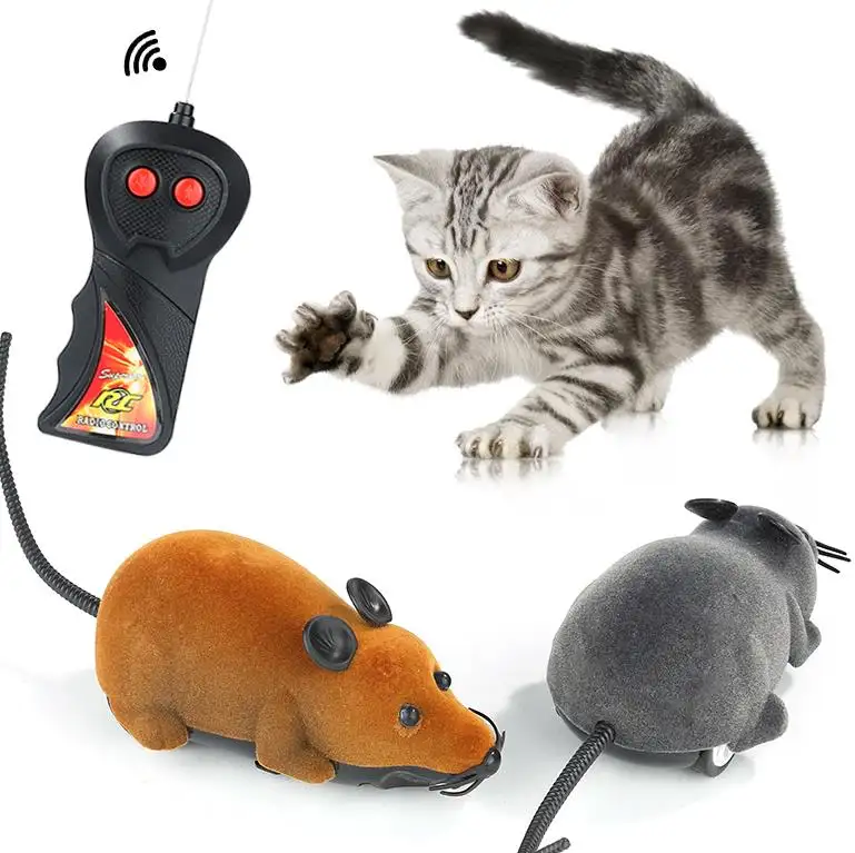Dropshipping komik kedi oyuncak fare kablosuz uzaktan kumanda simülasyon fare elektrikli komik kedi Pet oyuncak ile uzaktan kumanda