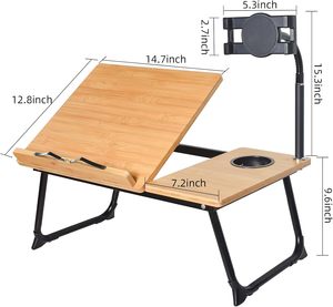 Combohome Patrón personalizable Natural <span class=keywords><strong>Plegable</strong></span> Ajustable Multifunción Cama Bambú Lap <span class=keywords><strong>Escritorio</strong></span> de la computadora - Product Image 2