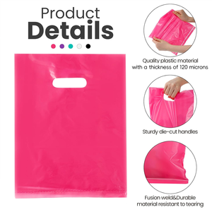 Sacs de shopping en plastique personnalisés avec logo imprimé, poignée découpée en LDPE, sacs cadeaux pour boutique de vêtements de détail - Product Image 3