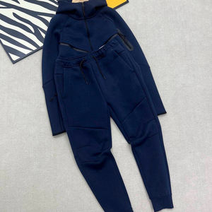 إصدار جديد 2026 بدلة رياضية رجالية عالية الجودة من القطن التقني، ماركة أزياء، طقم من قطعتين، سترة وبنطلون رياضي بتصميم مرقع - Product Image 4