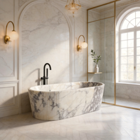 Baignoire de luxe en marbre naturel Calacatta Viola YUSHI, polie à la main, en pierre naturelle, pour intérieur de villa de luxe