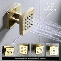 Ensemble de douche thermostatique à LED encastré avec fonction pluie, mitigeur mural en acier inoxydable avec robinet en céramique et jets de massage, douchette à main