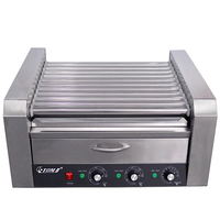 Grille à saucisses en acier inoxydable de qualité commerciale, machine à griller les hot-dogs avec double contrôle de température indépendant