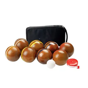 YITOO – ensemble de boules en bois dur avec 8 boules en bois, étui de transport blanc et ruban à mesurer pour la famille, extérieur, pelouse, plage