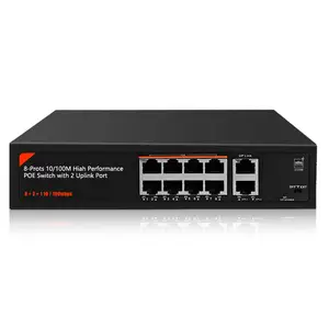 Commutateur Ethernet Poe 8 ports 10/100M 8 + 2 CH OEM/ODM IEEE802.3 AF/AT prise en charge 48V Vlan commutateur de réseau intelligent NVR pour caméra IP CCTV