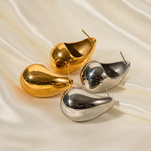Water Drop Shape Zinc Alloy Drop <b>Earrings</b> 18K Gold Ear <b>Post</b> For Women Gift Jewelry - Product Image 3